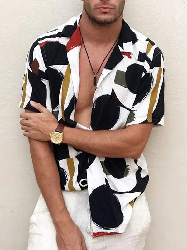 Fashion Mens Casual Short-Sleeved Floral Shirt