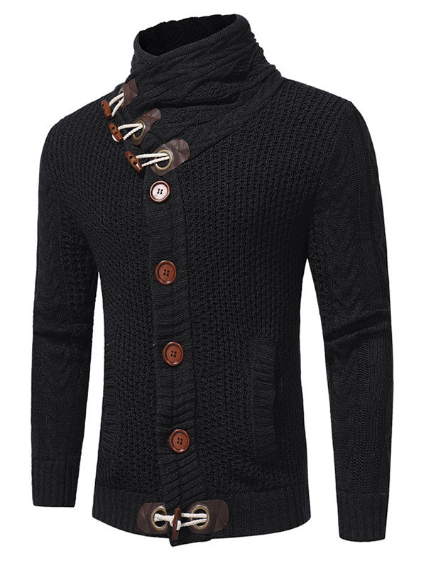 Men's Fashion Plain Single-Breasted Sweater Jacket