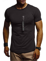 Mens Casual Stitching Round Neck Short Sleeve T-Shirt