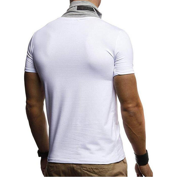 Mens Fashion Casual Stitching Contrast Short Sleeve T-Shirt