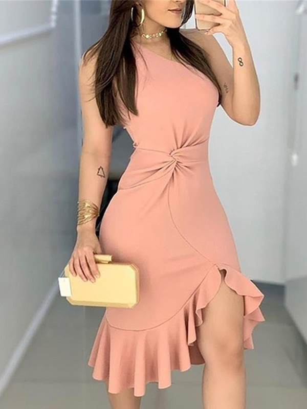 Blaseme Pink one-shoulder knotted dress