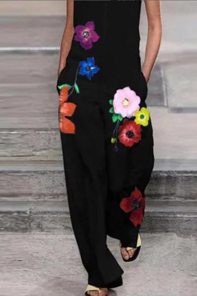 Neocozy  Sleeveless Creative Printed Casual Women's Jumpsuit