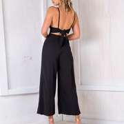 Fashion sexy deep V-neck suspender jumpsuit