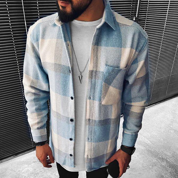 Casual Check Textured Long Sleeve Jacket