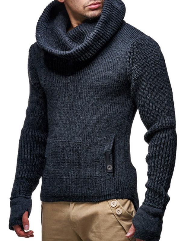 Men's Vintage High Neck Knitted Sweater