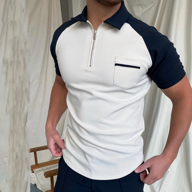 Colorblock lapel polo shirt