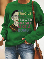Women Portrait Print Crew Neck Sweatshirt