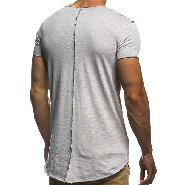 Mens Pocket Stitching Short-Sleeved T-Shirt