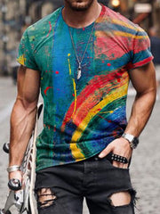 Mens Stylish Round-necked Short-sleeved Printed T-shirt