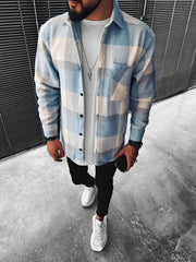 Casual Check Textured Long Sleeve Jacket