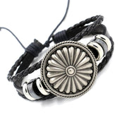 Vintage Alloy Antique Shield Leather Bracelet