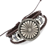 Vintage Alloy Antique Shield Leather Bracelet