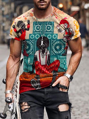 Mens Stylish Round-necked Short-sleeved Printed T-shirt