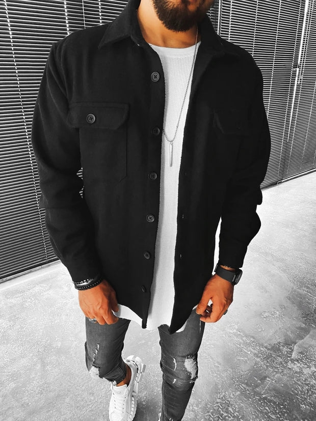 Fashion street solid color pocket look jacket