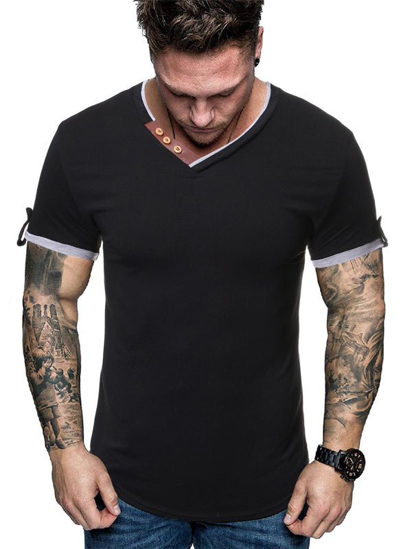 Mens V-Neck Slim Short Sleeve T-Shirt