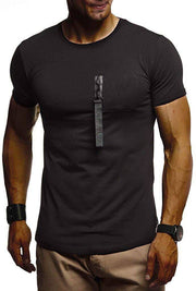 Mens Casual Stitching Round Neck Short Sleeve T-Shirt