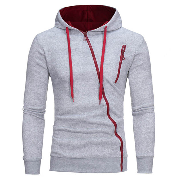 Mens new plain casual slim hooded cardigan sweater
