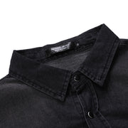 Fashion Camouflage Stitching Denim Long Sleeve Shirt