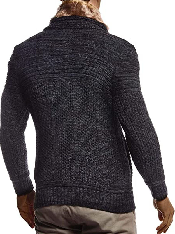 Men's Fashion Casual Button Turtleneck Sweater Coat