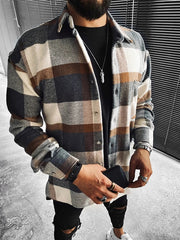 Casual fashion check texture jacket
