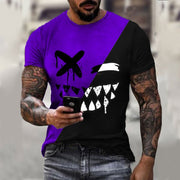 Fashion men’s color matching smiley face T-shirt