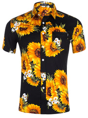 Fashion Mens Casual Short-Sleeved Floral Shirt