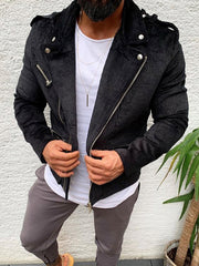 Lapel Zipper Corduroy Sleeve Long Sleeve Jacket