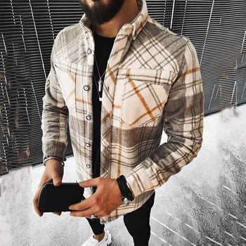 Casual Check Textured Long Sleeve Jacket
