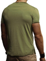 Mens Casual Stitching Round Neck Short Sleeve T-Shirt