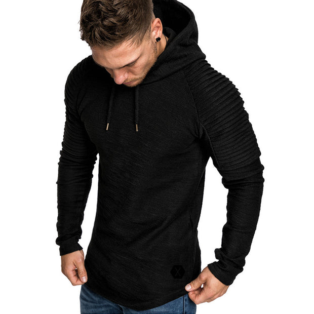 MENSCASE - Men's plain long sleeve hooded sweatshirt