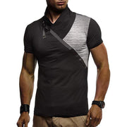Mens Fashion Casual Stitching Contrast Short Sleeve T-Shirt
