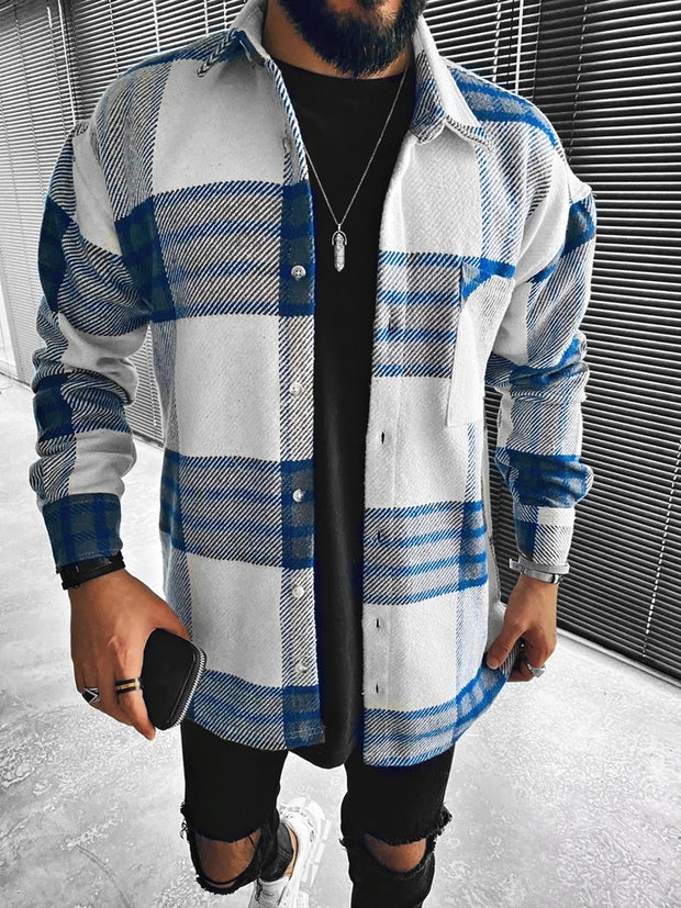 Casual fashion check texture jacket