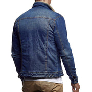 Men's fashion casual thick velvet lapel denim jacket