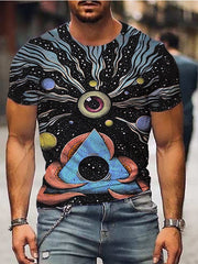 Mens Fashion Retro Casual Printed T-Shirt