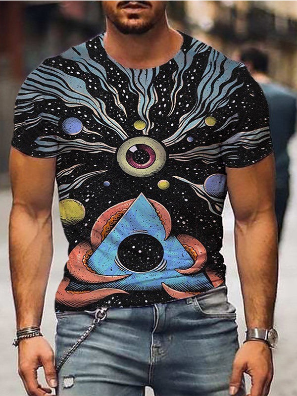 Mens Fashion Retro Casual Printed T-Shirt