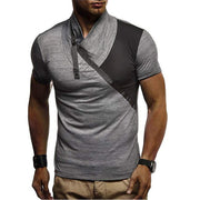 Mens Fashion Casual Stitching Contrast Short Sleeve T-Shirt