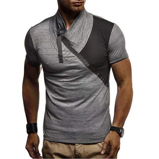 Mens Fashion Casual Stitching Contrast Short Sleeve T-Shirt