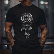 Skull rose print short-sleeved T-shirt