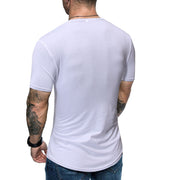 Mens Fashion Zipper Stitching Short Sleeve T-Shirt