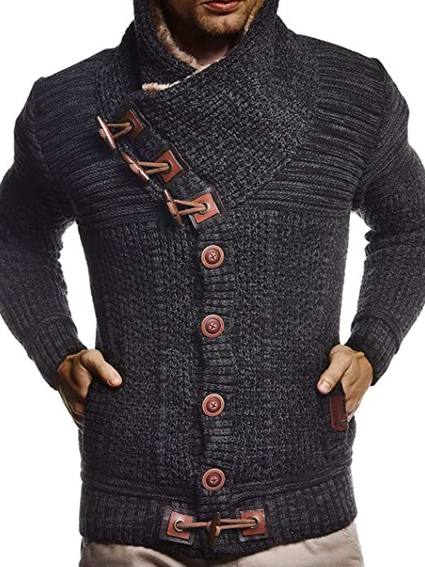 Men's Fashion Casual Button Turtleneck Sweater Coat