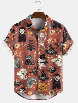 Hawaiian Lapel Print Casual Short-Sleeved Shirt