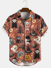Hawaiian Lapel Print Casual Short-Sleeved Shirt