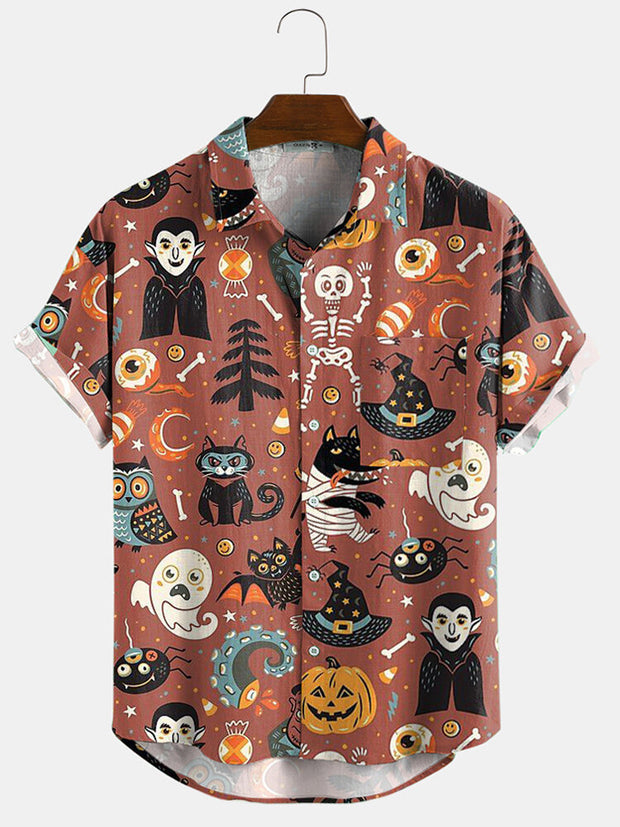 Hawaiian Lapel Print Casual Short-Sleeved Shirt