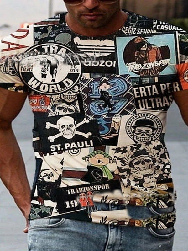 Mens Casual Short Sleeve Printed T-Shirt