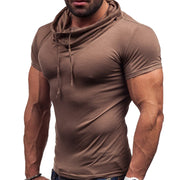 Mens Pile Collar Casual Slim Short Sleeve T-Shirt