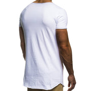 Mens Round Neck Zipper Stitching Slim Short Sleeve T-Shirt