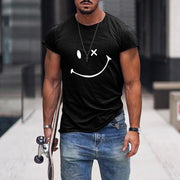 Mens smile round neck short sleeve T-shirt