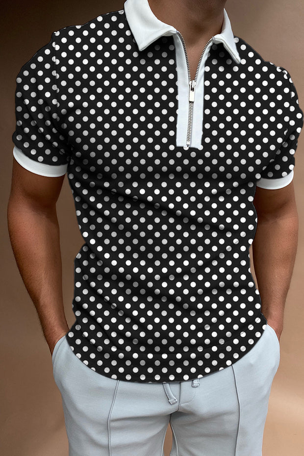 Polka Dot short sleeve polo shirt