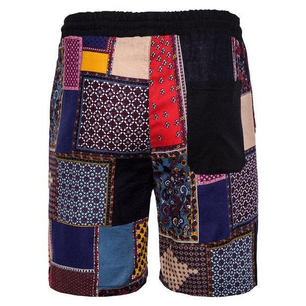 Men's Irregular Contrast Color Flower Shorts