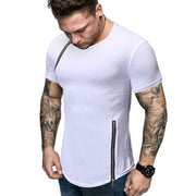 Mens Fashion Zipper Stitching Short Sleeve T-Shirt